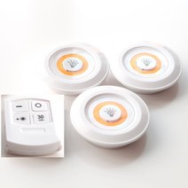 No브랜드 3P+리모컨 세트 미니 터치 건전지 무드등 벽등 복도등 취침 옷장등 부착 침실 LED, 주황색램프(전구색광)