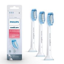 전동칫솔 교체 브러시 헤드 필립스 소닉케어 Genuine Sensitive Replacement Toothbrush Heads for Teeth 3 Brush 화이트 HX6053/