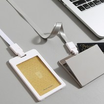 스마일리스트 사원증 공무원증 출입증 신분증 제작 케이스 목걸이줄 아이디텍, 1개, 세로타입 화이트