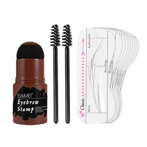 QDY 눈썹 스탬프 쉐이핑 키트 메이크업 한 단계 오래 지속되는 구축 가능한 10Pcs 눈썹 카드 2Pcs 눈썹 브러쉬, 1.18 × 1.18 × 3.39inch., 자연스러운, 어두운 갈색