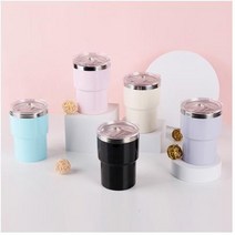 마카롱 스텐 텀블러 350ml 오토스텐머그컵 스텐컵, 아이보리