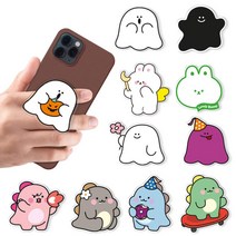 리틀티노 바니 고스트 디자인 그립톡 핑거톡 스마트톡톡 휴대폰거치대, 1개, 플라워리틀티노_그린