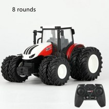 RC Car 124 RC 파머 장난감 세트 트랙터 트레일러 LED 헤드 라이트 24G 원격 제어 자동차 트럭 농업 시뮬레이터 어린이 선물 abs 플라스틱 포함, Red-8 wheels