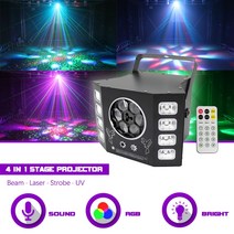 샤오미빔프로젝터Sunart-4 in 1 무대 효과 프로젝터 UV 빔 아이 스트로브 레이저 DJ 디스코 파티, 02 US