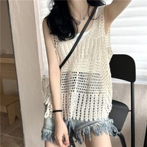 코바늘조끼 베스트 여성 뜨개 할머니 니트 펀칭 크로쉐