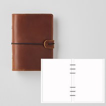 6공 빈티지 가죽 다이어리 커버 바인더 불렛저널 A7 A6 A5 만년다이어리, A7브라운, 무지(키링랜덤)