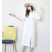 프린세스걸 청순한 레이디 화이트 앞트임 루즈핏 린넨 원피스/롱