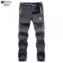 낚시 야외 스포츠 낚시 선상 바다 갯바위 옷 의류 남성 플러스 벨벳 두꺼운 가을 겨울 방수 양털 스키 등산 바지, S 그레이