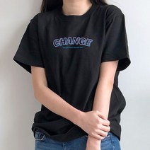 [험블스튜디오] 라운드넥 심플 체인지 레터링 로고 오버핏 반팔티 블랙