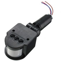 led 모션 센서 220v 110v 12v 자동 적외선 pir 운동 감지기 벽 마운트 타이머 야외 12 볼트 센서 조명 스위치, 검은 색, DC 12V