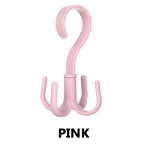 2 개/대 360 학위 크리 에이 티브 회전 네 발톱 후크 다기능 옷장 스카프 행거 가방 넥타이 옷 랙 건조 신발 랙, Nordic Pink