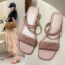 카밀라쇼룸 편하고 예쁜 셔링 디자인 5cm 슬리퍼 샌들