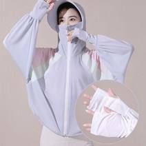 Yishangmei 태양 보호 의류 여성의 느슨한 새 여름 사이클링 UV 짧은 재킷 통기성 얇은 얼음 실크 긴 소매 [UPF50+] 블라우스 흰색 [색상 일치 성인 모델] 한 사이