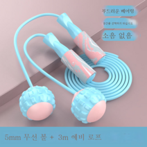 DFMEI 노 줄넘기 더블베어링 웨이트 줄넘기 겸용 연지방 실내 스포츠 피트니스 무음대구형무선 줄넘기, DFMEI 마사지+블루 볼 TPR끈이 있다.