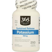 [미국 직구] 365 바이 홀 푸드 마켓 포타슘 칼륨 99Mg Best Quality 250베지캡 1팩, 수량, 상세참조