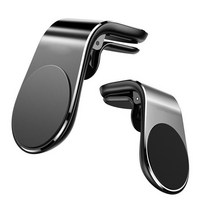 차량용 마그네틱 자석 핸드폰 휴대폰 송풍구 거치대, 2개, 블랙+실버