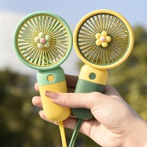 1+1 조엘리 초경량 휴대용 미니 선풍기, 그린, 옐로우