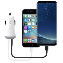 C타입 차량용 충전기 2.4A 2구 USB 갤럭시S8 충전기, 화이트, 화이트