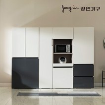 장인가구 플레이트 광폭 2400 광파오븐 렌지대 주방수납장, 올진그레이