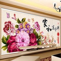가화만사성 초대형 보석십자수 diy 재료 부의상징 모란꽃 목단 다이아몬드 십자수, 180x70cm