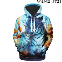 루즈핏 3D 특이한 호랑이 그래픽 그림 후드티 남자 힙스터 힙합 쇼미 중국부자 빅사이즈