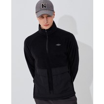 22FW [역시즌][Wonder-Fleece]블랙 우븐 배색 테리 하프 짚업 HUJU2D973BK