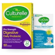 culturelle pro strength 일일 프로바이오틱 소화 건강 캡슐 소화 및 면역 건강을 지원하는 것으로 입증된 천연 유래 프로바이오틱 균주 글루텐 및 대두 불포함 60개, 프로 스트렝스 플러스 베이비 그로우 + 번창