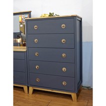 친환경 원목 5단서랍장 수납장 국내제작, 네이비