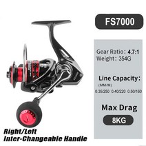 FS2000-7000 5.01 기어비 낚시 릴 저항 8KG Max Drag 해수 고속 스피닝 농어 잉어 Pesca 액세서리, [06] FS7000