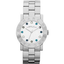 [해외]명품마크제이콥스시계70015627 MARC JACOBS AMY SILVER TONE TEAL＋CLEA R CRYSTALS DIAL BRACELET WATCH MBM3140