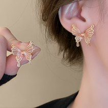 14k 귀걸이 골드색 나비모양 패션 피어싱 EHR15847