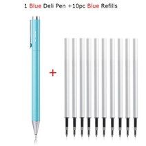 샤오미-델리 메탈 젤 펜 롤러볼 볼펜 0.5MM, with 10Blue Refill_5, 1개