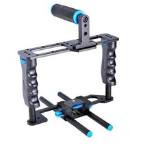 dslr 짐벌 캐논 6dmark2 오막포 c2 dslr 카메라 마운트 with top handle 그립 사진 스튜디오 키트 토끼 케이지 안정제 카메라 케이지 sony a7, 검은색