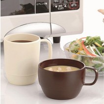 심플 전자렌지 일본산 레이카 머그컵 스프컵 커피 물 컵 주스 우유 커플 뭉뚝, 아이보리ㅡ스프컵