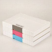 소호리빙 플라스틱 투톤 화일케이스 레고박스 화일보관함 소 대, 3개, 핑크(대)