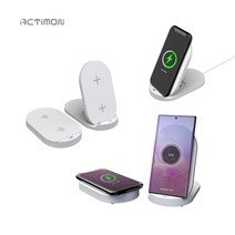 액티몬 갤럭시 S10 S20 S21+ Z플립 노트 9 10 20 울트라 아이폰 X Xs Xr 10 11 12 13 14 미니 프로 맥스 고속 무선충전기 패드 거치대 스탠드, 화이트