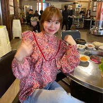 장미 꽃 꽃 쉬폰 셔츠 인형 셔츠