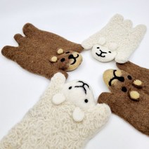 모어펀코 동물 티코스터 양모펠트 컵받침 양모 코스터 컵받침대 핸드메이드 잔받침 티매트, 브라운강아지