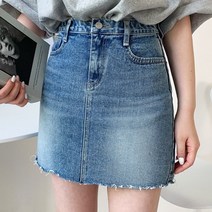 티데일리 본즈 커버밴딩 데님 미니 스커트 여성용 청치마