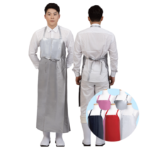 포시스 국내산 PU양면 방수 목걸이 H형 앞치마, 목걸이형 (특대), 네이비