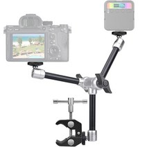 27.9cm(11인치) 조절 가능한 튼튼하고 견고한 관절형 마찰 매직 암 클램프 마운트 포함 DSLR 미러리스 타임 랩스 액션 카메라 캠코더 휴대폰 GoPro 아이폰 모니터, Double head clamp 핫템 잇템
