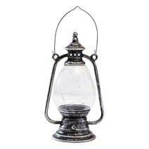 GHSHOP 구식 led 오일 허리케인 랜턴 배터리 운영 매달려 침대 옆 랜턴 책상 램프 주방 실내/야외 캠핑 캐빈 바, 브론즈 실버