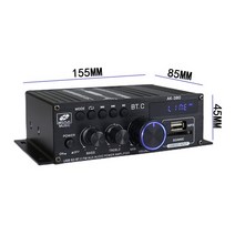 AK380/AK370/AK170 800W 12V 블루투스 앰프 홈 시어터 HIFI 베이스 FM 오디오 스피커 자동차 사운드 파워, 01 AK380 40Wx40W