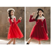 바로배송 여아하객룩 파티패션 연주회드레스 카멜리아 레이스 기모샤원피스 공주풍 크리스마스옷