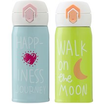 상상앤드 베르나차 보온보냉 텀블러 원터치형 2p 세트, 블루, 그린, 350ml