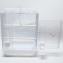 오픈 화이트 사각 새장 소형새 잉꼬 앵무새 핀치 새장