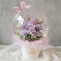 수비니샵 꽃풍선 레터링풍선 풍선꽃다발 용돈박스 기념일 졸업 환갑 칠순 어버이날 카네이션, 퍼플믹스, 원형화분형, 투명창쇼핑백