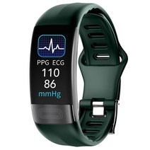 RUIJIE P11 스마트밴드 ECG PPG 심전도 심박수 혈압 혈중산소 한국어APP 알림지원, 그린