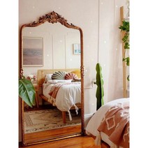 유럽 예쁜 엔틱 전신 거울 대형 피팅룸 의류매장 스튜디오 프렌치 레트로 미러, 아니요, 70x100 빈티지 골드