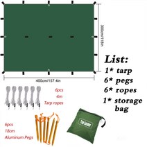 돔텐트 19 hanging points tarp tent awning 방수 야외 캠핑, 6개의 로프와 6개의 못으로, 협력사, 카키색 옷감